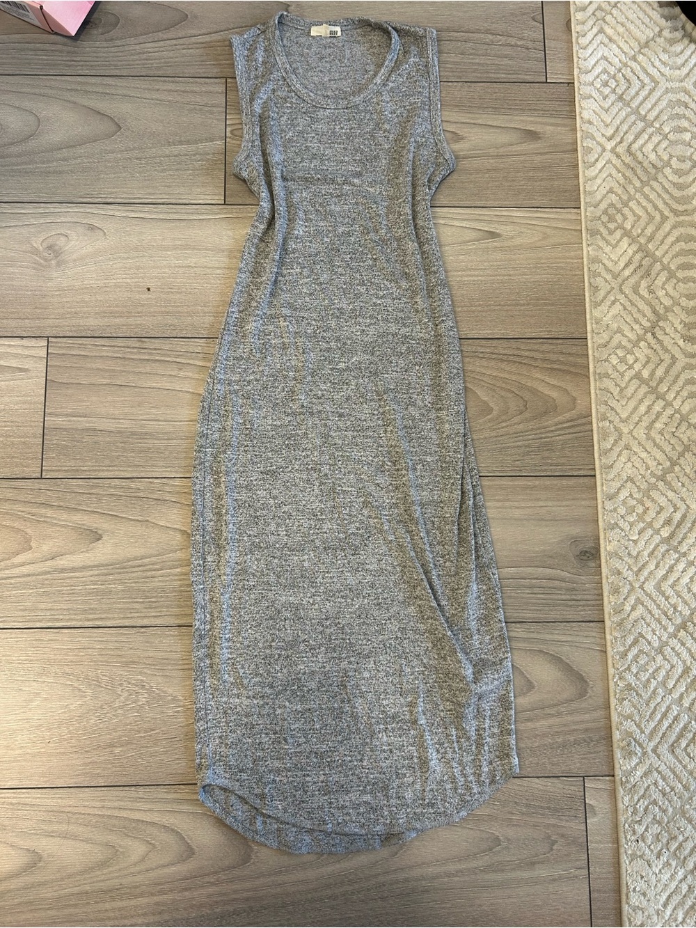 Sleeveless Grey Ribbed Maxi Dress